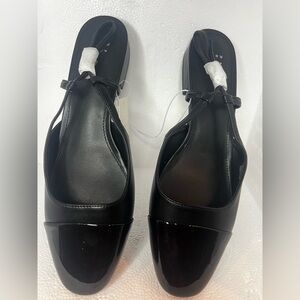 a new day Black Patent Cap-Toe Slingback Flats